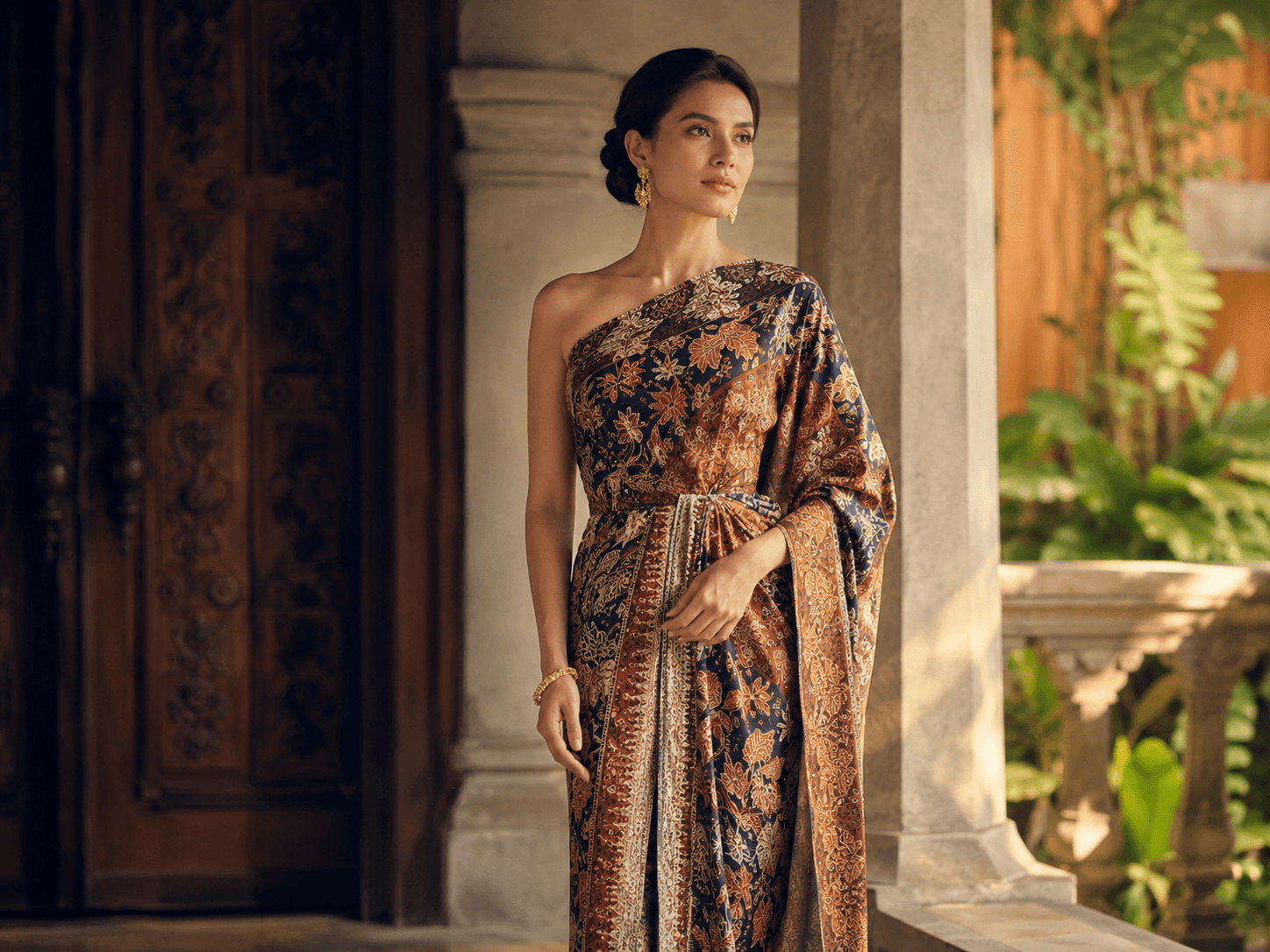 Occasion batik edit featuring dress and saree