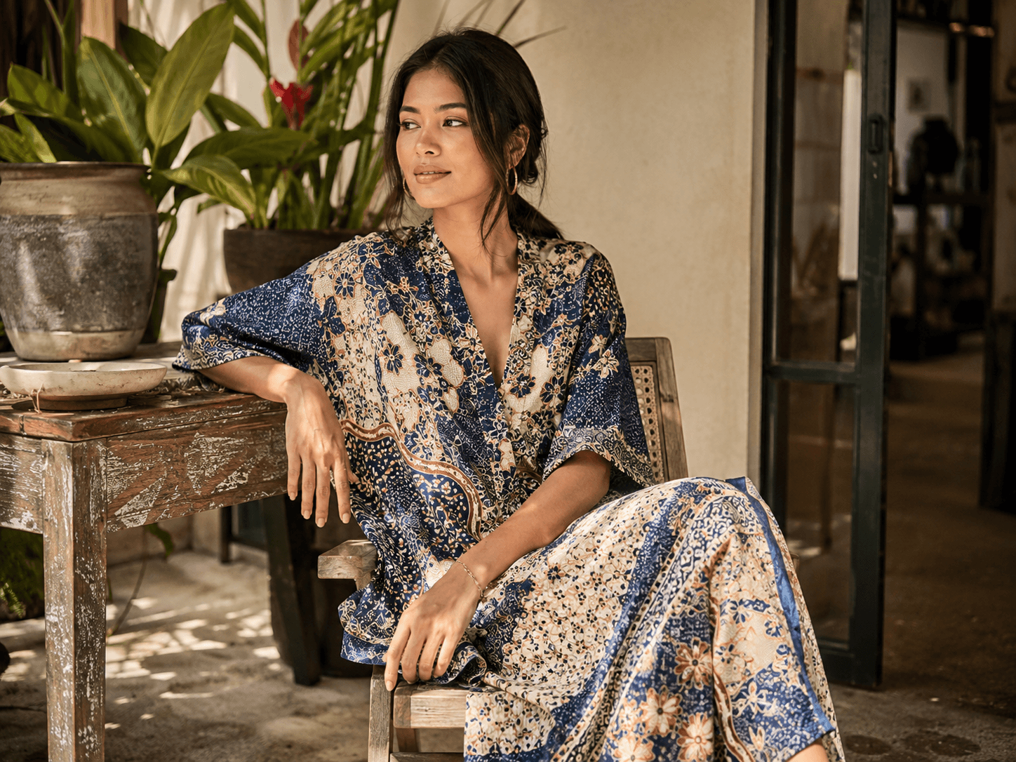 Relaxed weekend batik edit with dress, shirt and tote